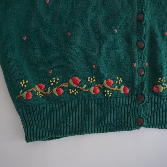 Floral Embroidered Green Cardigan - Picture 7 of 9